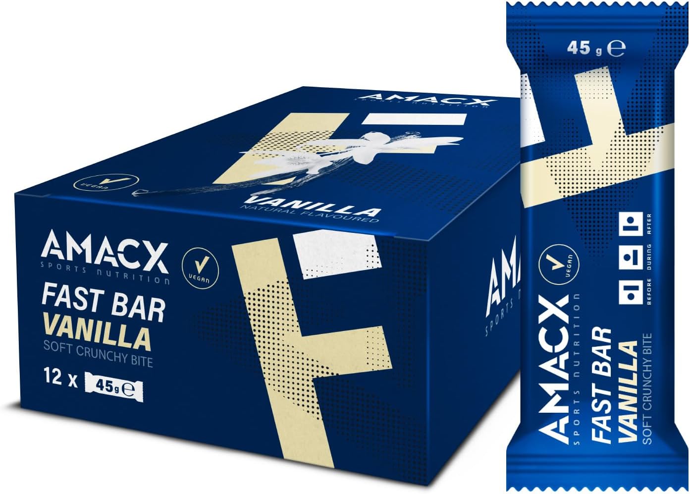 Barre Énergétique Vegan – 40% d’amandes – Pack de 12 Snacks Sains – Barre Protéinée pour Sportifs d’Endurance – Ratio Glucides 2:1 – Saveur Vanille