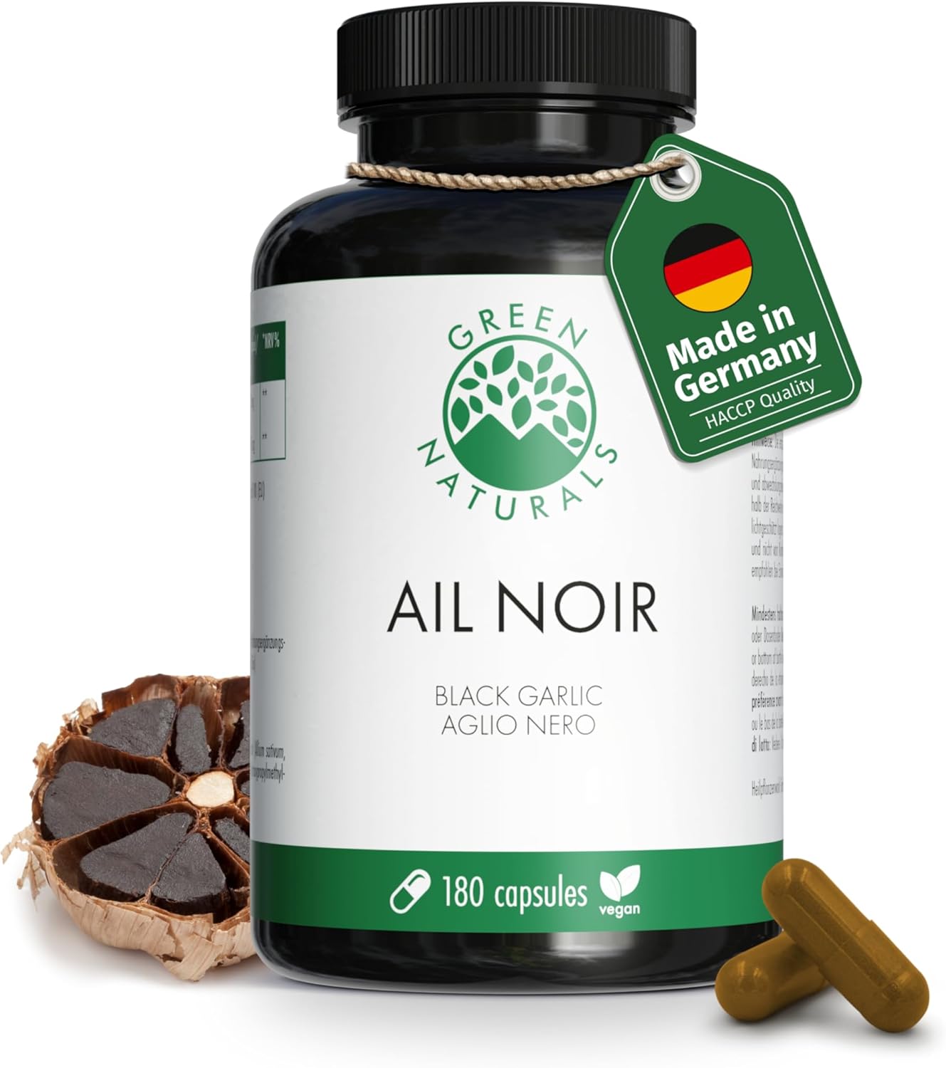 Ail Noir fermenté - Haute dose: 750 mg (extrait 15:1) - Equivalent à 11250 mg par jour - Green Naturals®