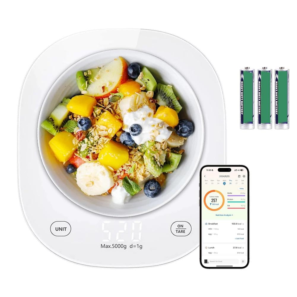 Balance de cuisine numérique avec application, balance de poids alimentaire intelligente avec calculatrice nutritionnelle, balance numérique intelligente pour perte de poids, balance de cuisine pour