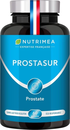 Protection de la Prostate & Confort Urinaire - Efficace contre l’HBP et les Mictions - Actifs Naturels - Ortie, Palmier Nain et Prunier d’Afrique - PROSTASUR - 60 Gélules Vegan - Fabriqué en France