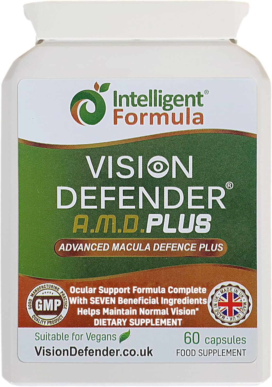 Vision Defender AMD Plus - Supplément Vision avec Lutéine, Méso Zéaxanthine, Zinc, Vitamine C & E, Minéraux, Antioxydant, Carotenoids - Vitamine a Yeux - Protéger et Améliorer la Santé Oculaire