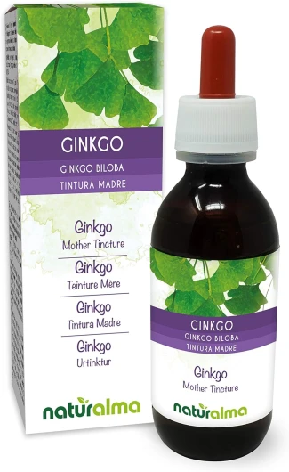 Ginkgo (Ginkgo biloba) feuilles Teinture Mère sans alcool Naturalma - Extrait liquide gouttes 120 ml - Complément alimentaire - Végétalien ou végan