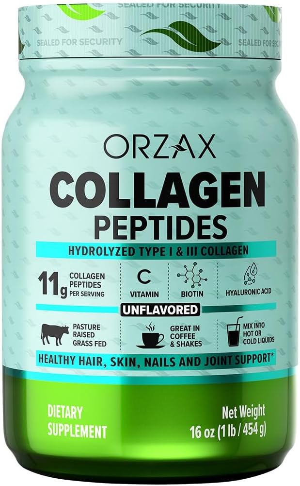 , Collagène à boire, Complément Alimentaire, Peptides de Collagène Hydrolysés, Non Aromatisé, 454g