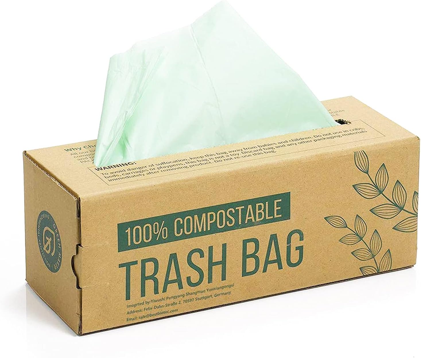 50 Sacs à Compost de Baguage de Poubelle 6L 8L 10L 30L Sacs àdéchets de Cuisine 100% Biodégradables Fabriquépar avec Certification EN13432 (30L)