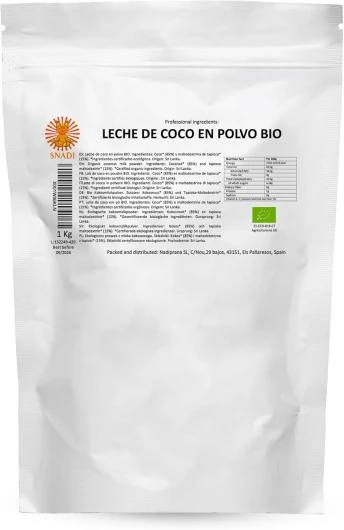 Lait de Coco en Poudre BIO du Sri Lanka - 1KG - 100% Naturel et Biologique - Emballage en Sachet Plastique Recyclable - Sans Additifs ni Conservateurs - Idéal pour Smoothies, Currys