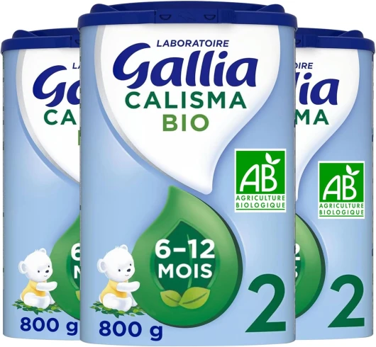 Calisma 2 BIO - Lait Bébé 2ème âge - Lait Infantile Bio de 6 à 12 Mois - en Poudre - Sans Huile de Palme - Lot de 3x800g