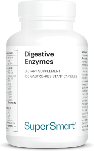 Enzymes Digestives - Enzymes & Fenugrec - 15 enzymes digestives - Idéal contre les ballonnements et flatulences - Améliore la digestion du lactose - Vegan - 100 DrCaps™ - Supersmart