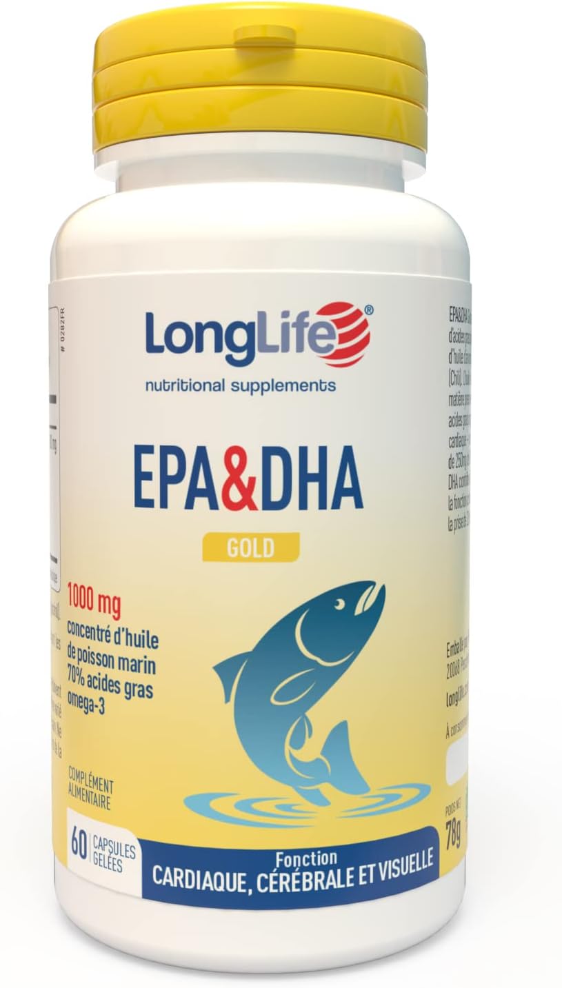® EPA&DHA Gold - Omega 3 2100mg & 3000mg huile de poisson sauvage - Haut dosage 1200mg EPA & 600mg DHA - Fonction cardiaque, cérébrale et visuelle - Certifié IFOS - Sans gluten