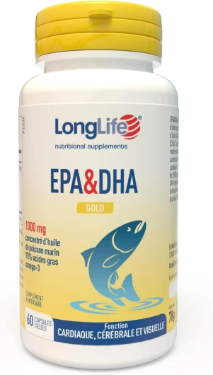 ® EPA&DHA Gold - Omega 3 2100mg & 3000mg huile de poisson sauvage - Haut dosage 1200mg EPA & 600mg DHA - Fonction cardiaque, cérébrale et visuelle - Certifié IFOS - Sans gluten