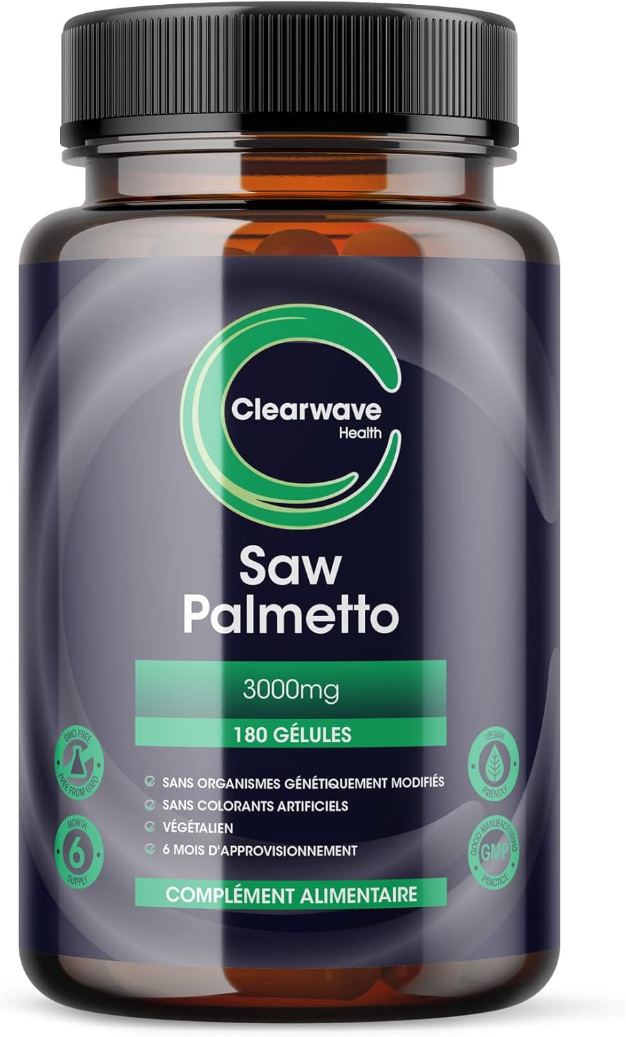 Extrait de palmier nain - dose quotidienne équivalente de 3000 mg utilisant un extrait 15:1 - 180 capsules végétaliennes - Extrait de palmier nain à haute dose - 6 mois d'approvisionnement.
