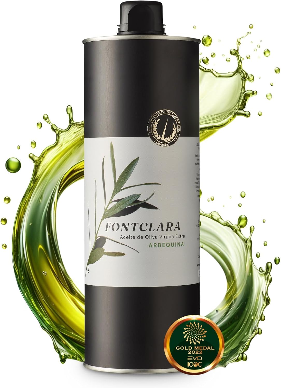 FONTCLARA Arbequina – Huile d'Olive Vierge Extra d'Espagne (1L), Primée, Fruité Léger, Extraction à Froid, Polyvalente, Idéale pour tous les Plats, Cuisson, Friture & Finition