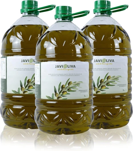 JAVIOLIVA - HUILE D'OLIVE EXTRA VIERGE Naturelle 100% Espagnole - Variété Picual - Pressée à froid, goût intense et fruité, idéale pour cuisiner, les salades et les plats gourmets - (3 x 5 Litres)