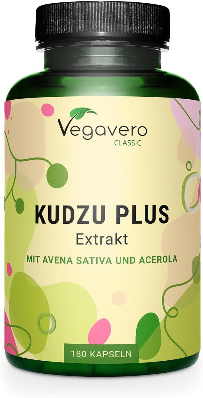 KUDZU Plus Vegavero® - 600 mg d'Extrait (10:1) - Standardisé en ISOFLAVONES - Avec Vitamine C Naturelle - Sans Additifs - 180 Gélules - Antioxydant Puissant + Anti Tabac - VEGAN