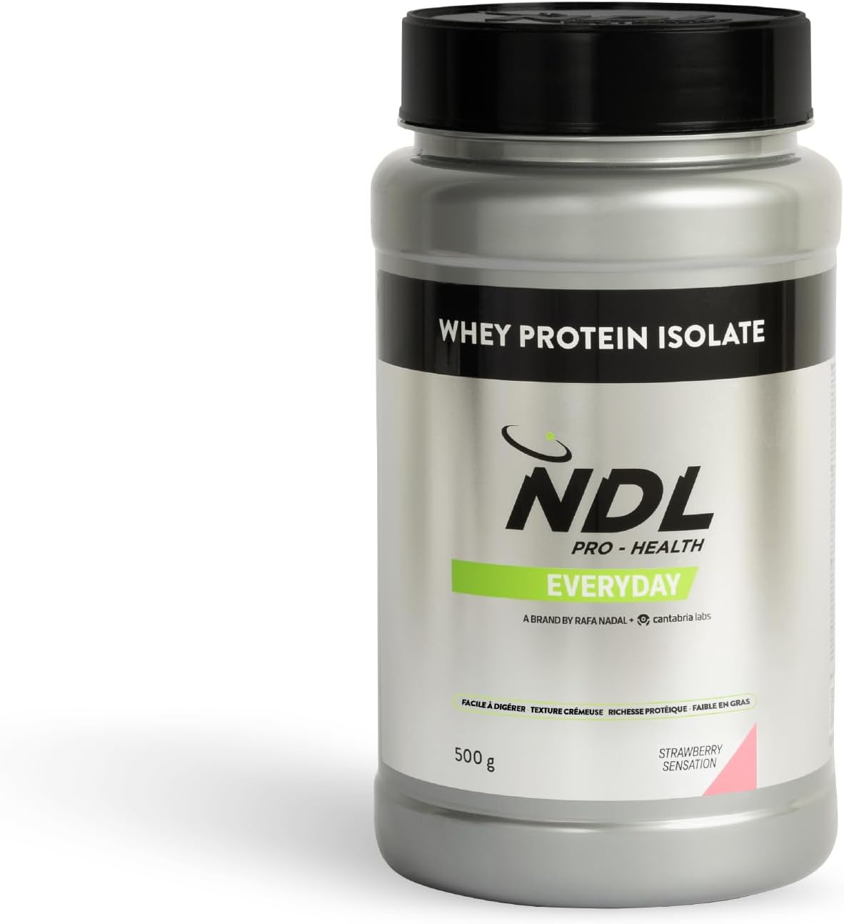 NDL Pro-Health Whey Protein Isolate – Protéines Isolées de Haute Qualité, Favorise la Croissance Musculaire, Récupération & Tonus – Goût Fraise – 500g – Par Rafa Nadal