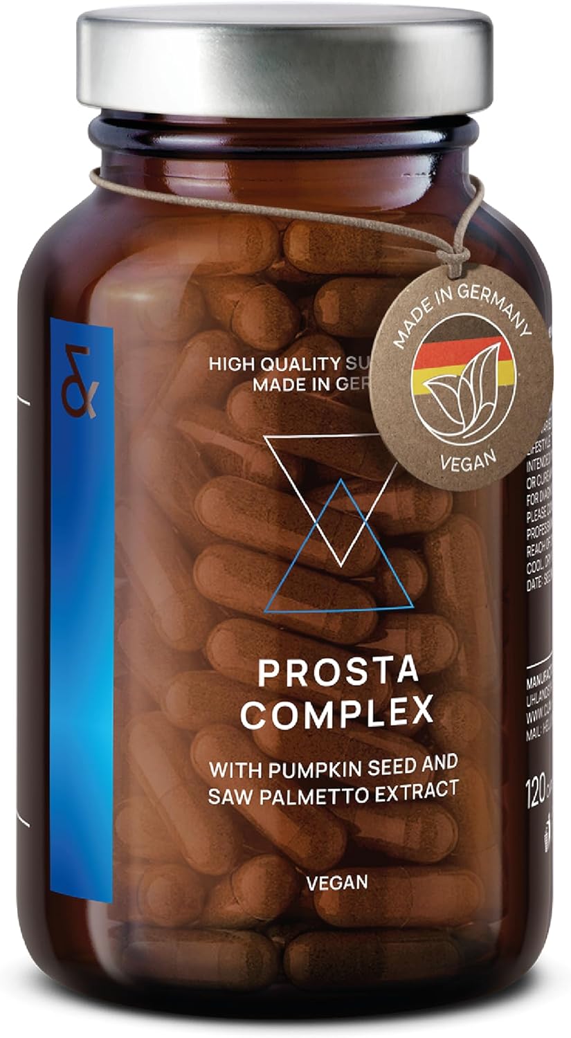 Prostate et Confort Urinaire - Saw Palmetto + Pépin de Courge + Ail Noir + Ortie + Broccoli + Granade + Zinc & Sélénium - 120 Gélules - Prosta Complex pour Homme
