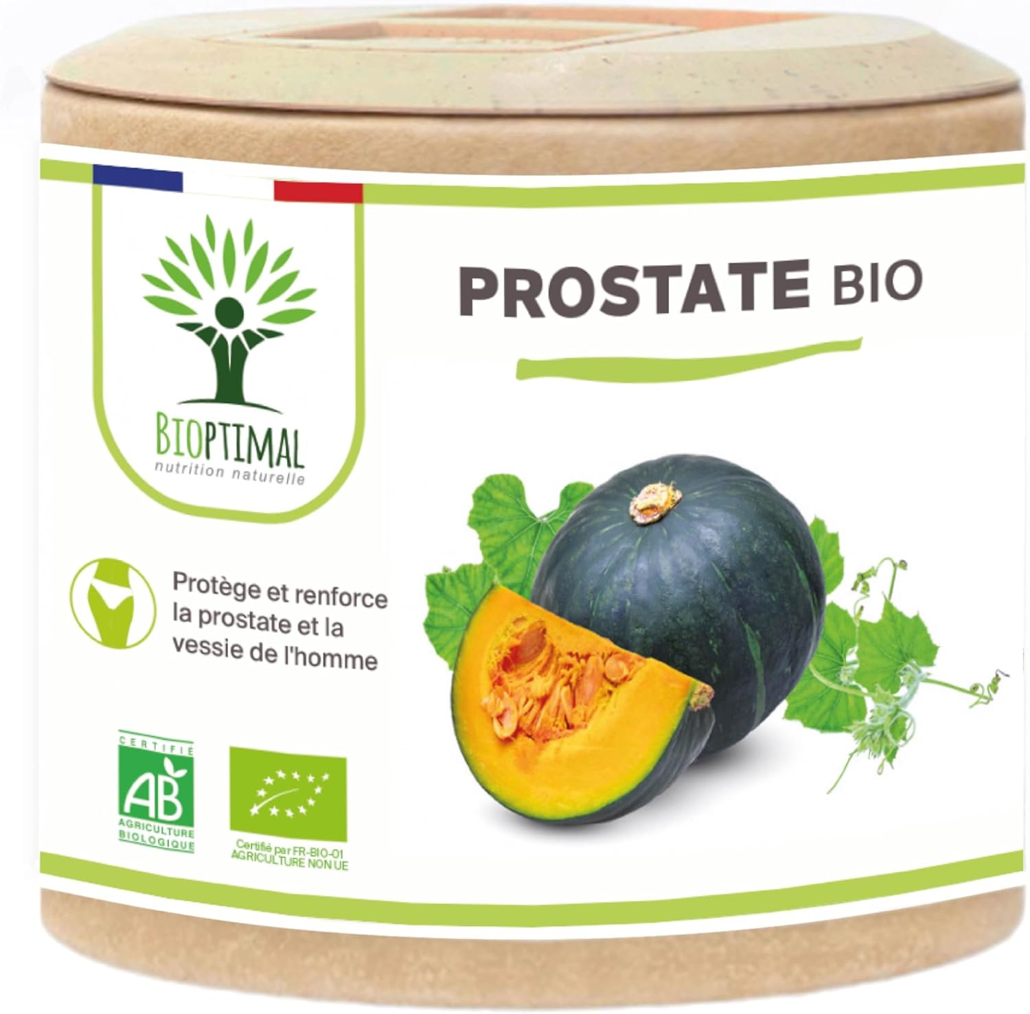 Prostate Bio - Bioptimal - Complément alimentaire - Courge Ortie Boldo - Protection & Confort Urinaire Homme - Troubles Miction et Hypertrophie - Fabriqué en France - Certifié par Ecocert - 60 gélules