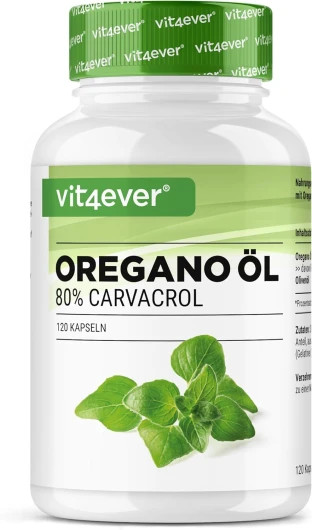 Huile d'Origan - 120 Capsules avec 150 mg - Premium : 80% Carvacrol & 10 fois concentré - 100% Huile d'Origan de France - Origanum vulgare - Hautement dosé