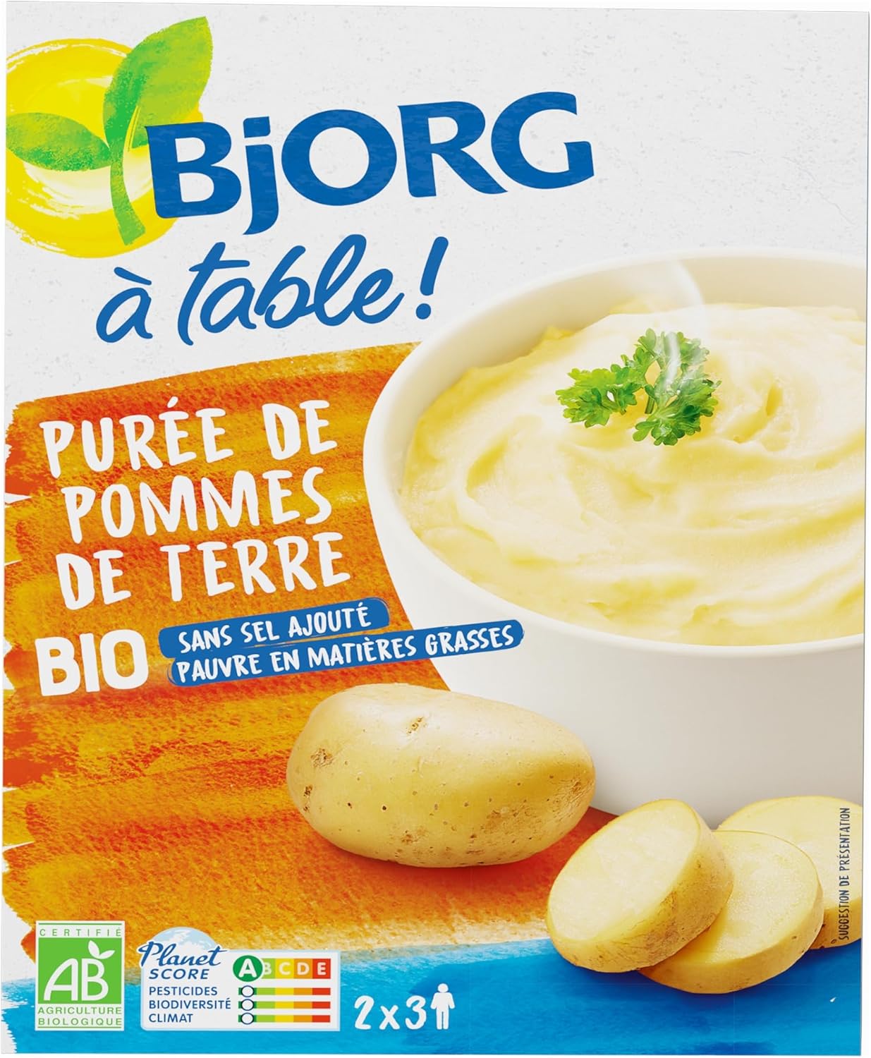 Purée de Pommes de Terre - Bio - Sans Sel Ajouté - 100 % Végétale - Facile et Rapide à Préparer - 2 Sachets de 97g