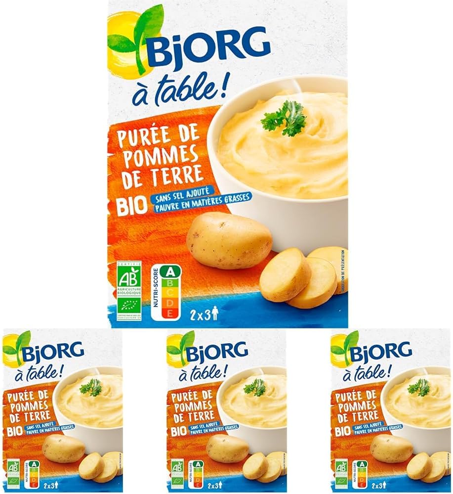 Purée Pommes de Terre Bio - Sans Sel Ajouté - 100 % Végétale - 2 x 97 g (Lot de 4)
