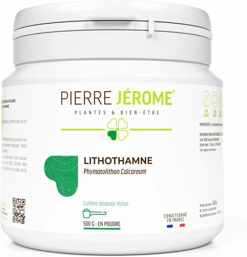 Lithothamne en Poudre Pierre Jérôme - Algue Rouge, Calcium Marin Naturel - Complément Os, Articulations, Equilibre Acido Basique - 500 G - 500 Jours