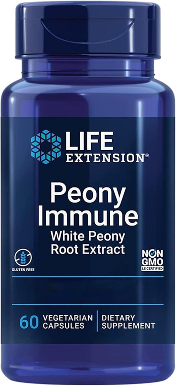 , Peony Immune, Extrait de Racine de Pivoine, 600mg, 60 Capsules végétaliennes, Sans Gluten, Végétarien, Sans Soja, Sans OGM