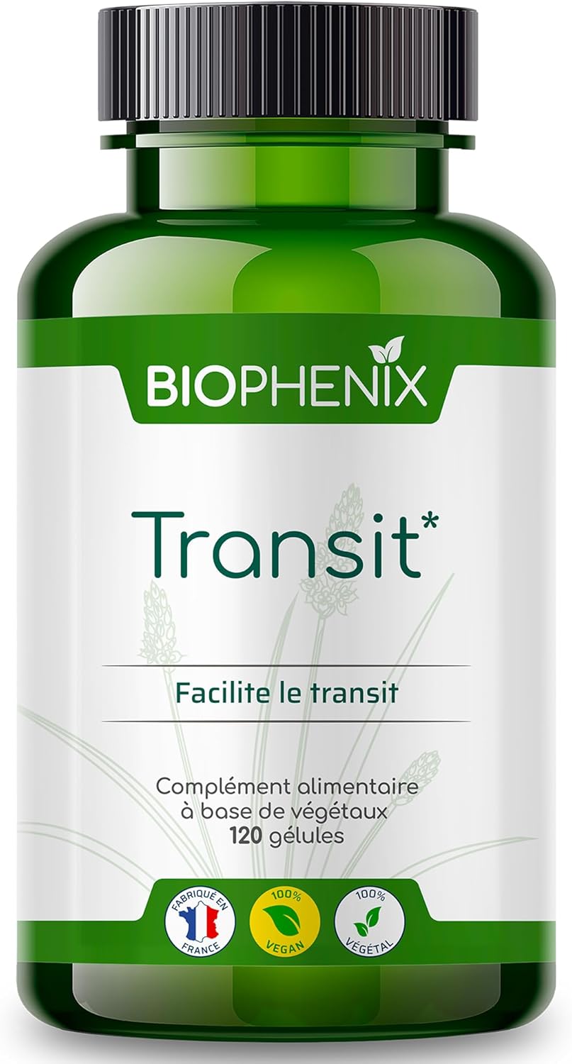 Transit 120 Gélules - Complément Alimentaire 100% Naturel à Base de Végétaux - Casse Muette, Enzymes de Papaye Fermentée et Ispaghul - Facilite le Transit