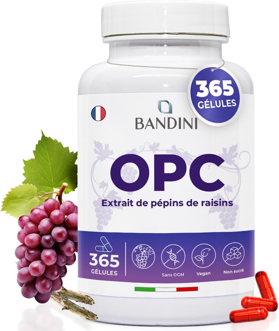 ® OPC Extrait de Pépins de Raisin - 365 Gélules 100% Végétaliennes - 1076mg jour de OPC + Vitamine C - Teneur HPLC le plus Élevée - Raisins Italiens purs (95%) - Antioxydant Puissant Naturel
