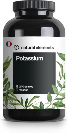 Potassium – 240 gélules véganes avec 800 mg de potassium élémentaire (issu de citrate de potassium) par dose journalière – pour la pression artérielle, la fonction musculaire et le système nerveux