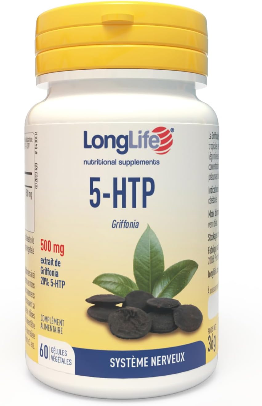 ® 5-HTP - Griffonia titré à 20% en 5-HTP - 500mg de Griffonia - 100mg de 5-HTP - Humeur, détente, bien-être mental - 60 gélules végétales - Végan, sans gluten et doping free