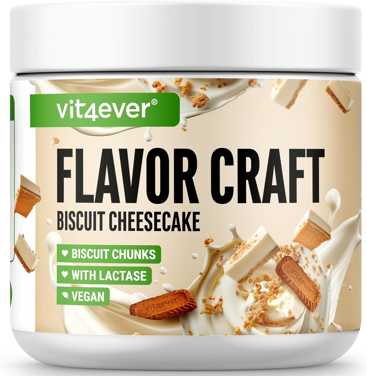 Poudre d'arôme Biscuit Chessecake avec un nombre extra élevé de chunks - 250 g - Goût et douceur délicieux - Utilisation polyvalente pour aliments & boissons - Flavour Powder - FLAVOR CRAFT