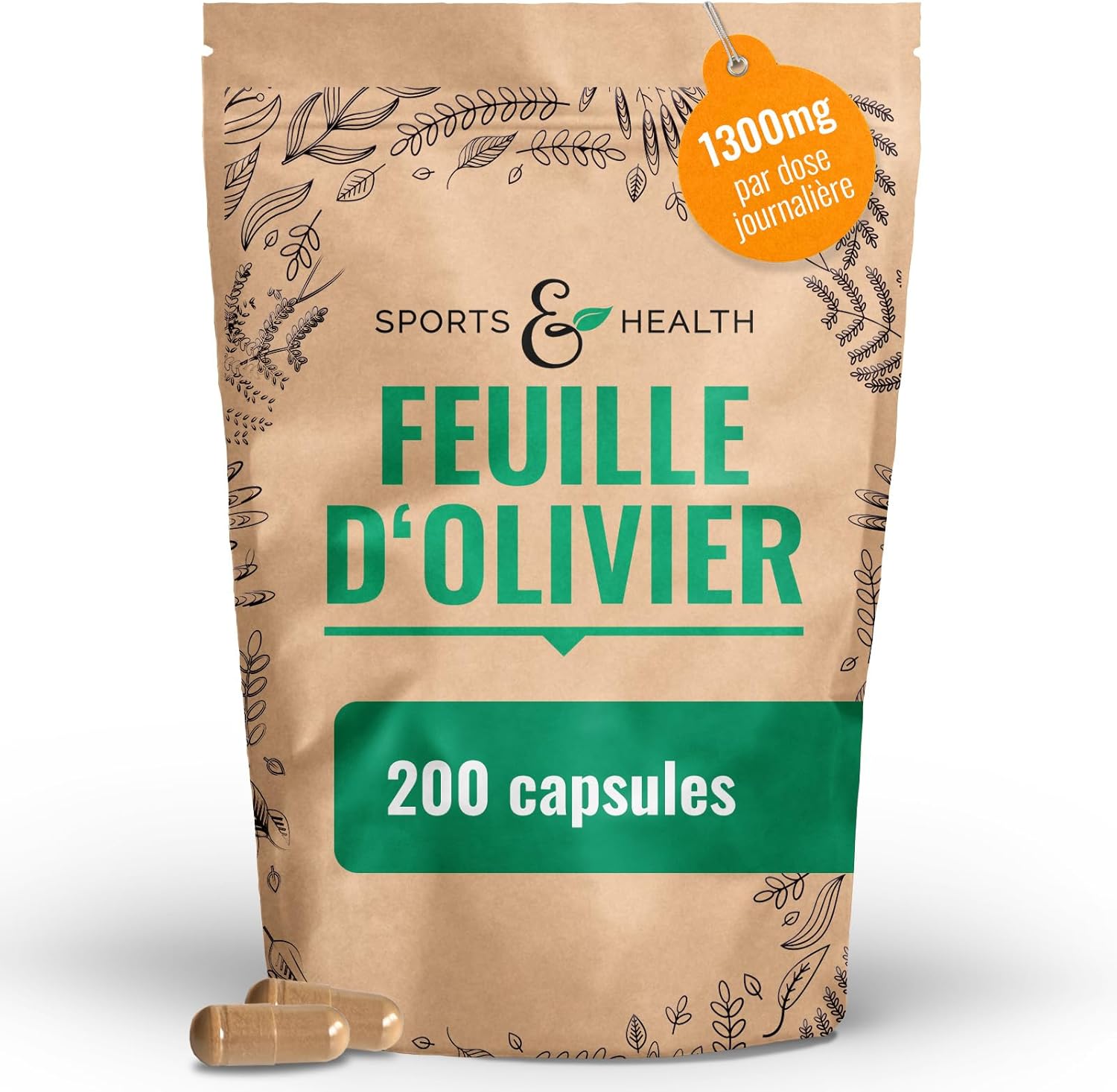Gélules d'extrait de feuilles d'olivier - 200 gélules à base de feuilles d'olivier bio de 650mg - feuille d'olivier - 260mg d'oleuropéine par jour - Extrait de feuilles d'olivier - feuilles d'olivier