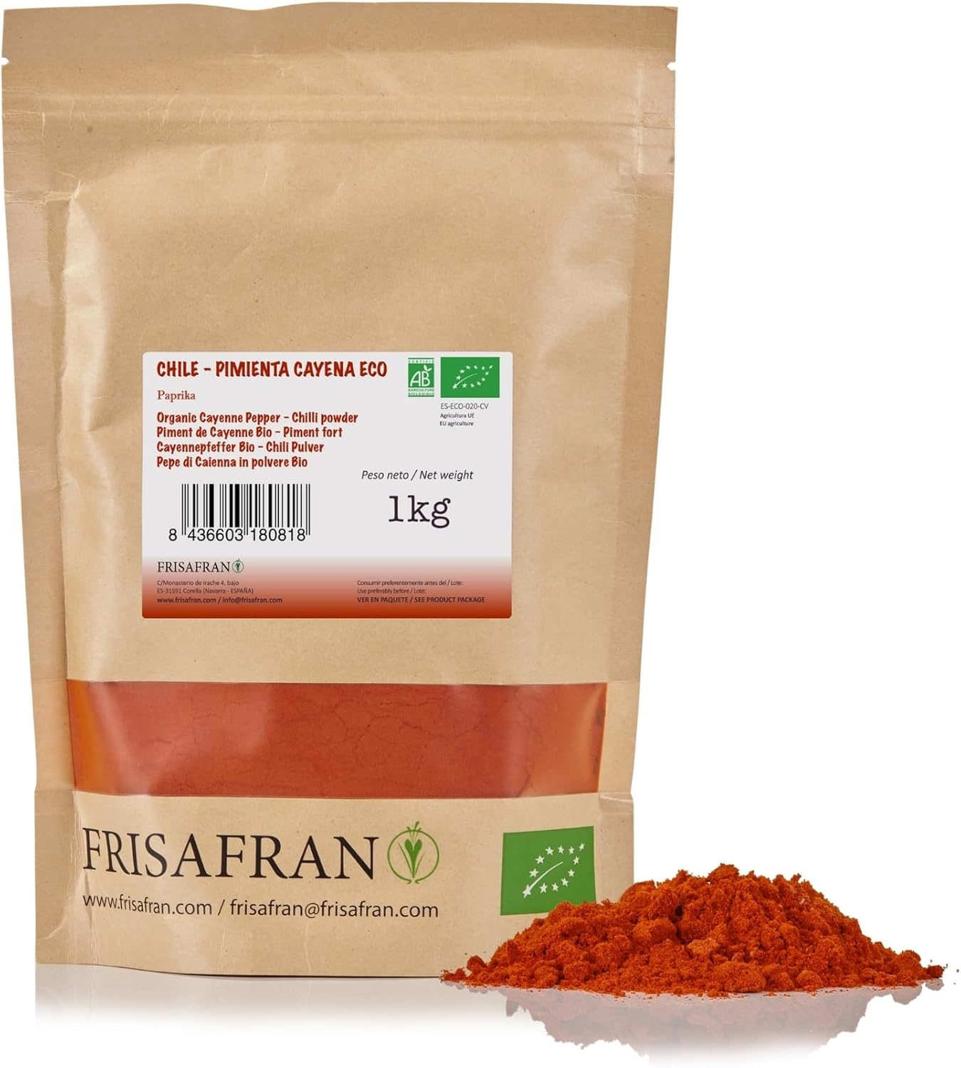 Piment de Cayenne en Poudre Bio 1kg - Piment de Cayenne moulu - cayenne moulu - piquant - Piment Cayenne - Cayenne Pepper - Cayenne - Poivre Cayenne - sans additifs - récolter du poivre