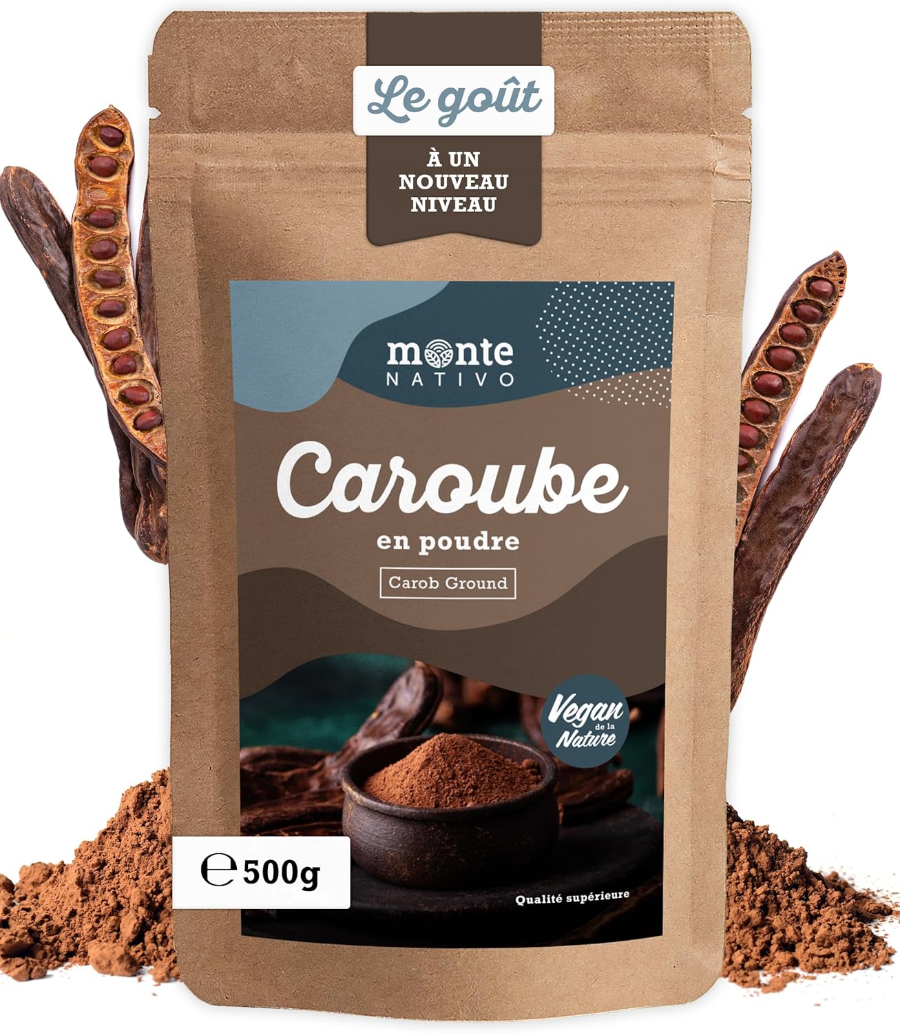 Poudre de Caroube Monte Nativo (500g) - Caroube moulu - Caroube Poudre - Épices aromatiques séchées avec soin, idéales pour Cuisiner et Assaisonner - Arôme et Goût intenses Caroube en Poudre 500 g (Lot de 1)