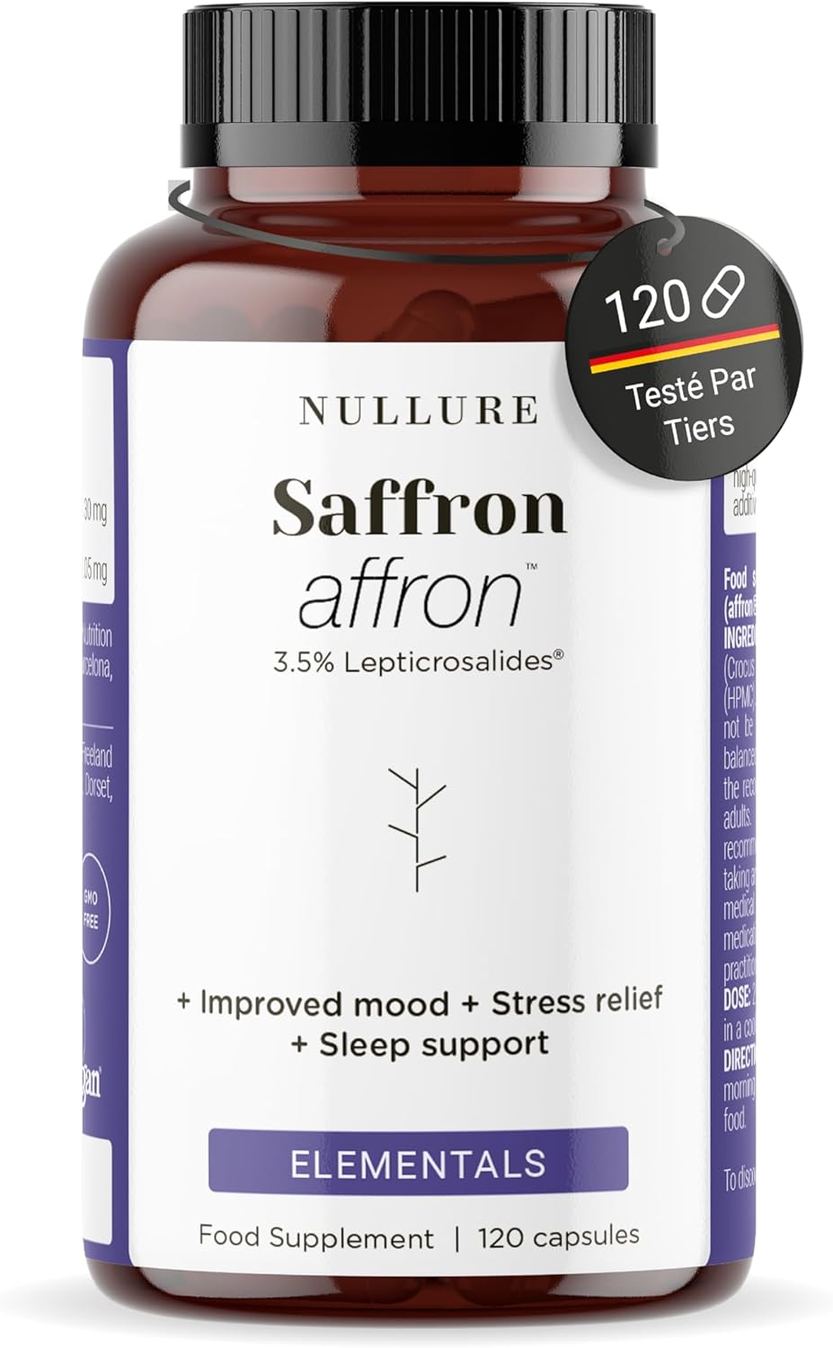 Safran Affron® 30mg - Safran Gelules Qualité Supérieure - Extrait titré 3:1-3,5% Safranal + Crocines - Humeur Positive · Sérénité - Sans additifs - 120 gélules (2 mois)- Fabriqué à Barcelone