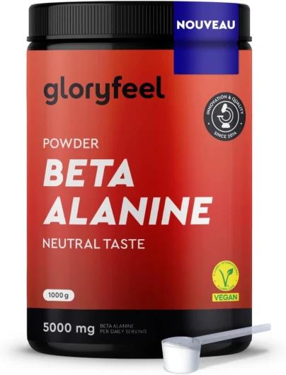 Beta alanine en poudre 1000g - 5000mg par portion - Pré-workout pendant 7 mois - Acide aminé végan à haute dose - Beta alanine +99% pure, sans additifs & saveur neutre - Qualité testée en laboratoire