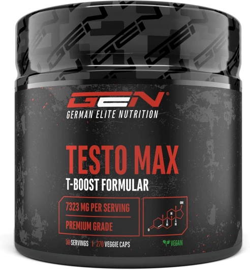 Testo MAX - 270 capsules - Extra fort : hautement dosé avec 7320 mg par portion journalière - Avec acides aminés + extraits de plantes - Tribulus + Extrait de Maca + Boron + Acide D-Aspartique - Vegan
