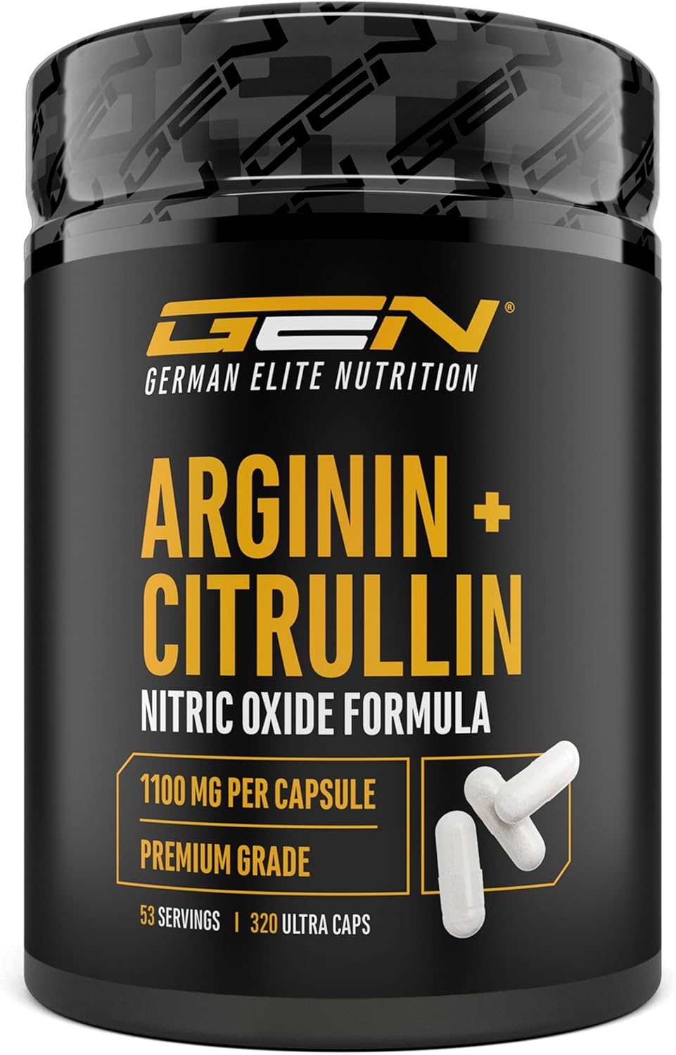 L-Arginine + L-Citrulline - 320 gélules - 1100 mg par gélule - Citrulline + Arginine Base en ratio 1:1 - Acides aminés de qualité supérieure