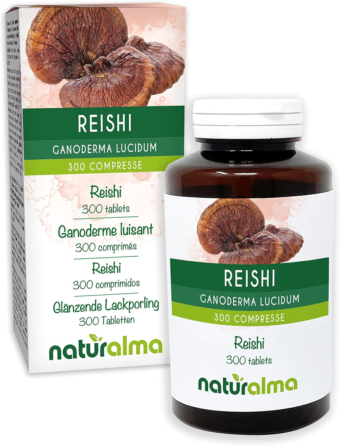 Ganoderme luisant ou Reishi (Ganoderma lucidum) champignon Naturalma - 150 g - 300 comprimés - Complément alimentaire - Naturel et Végétalien