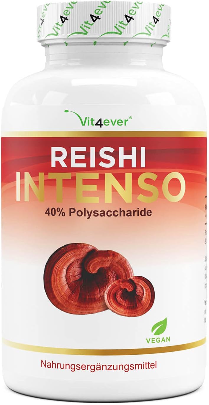 Champignon Reishi - 180 capsules - 1300 mg d'extrait par dose quotidienne - 40% de polysaccharides bioactifs - Vegan - Power Mushroom - Ganoderma lucidum