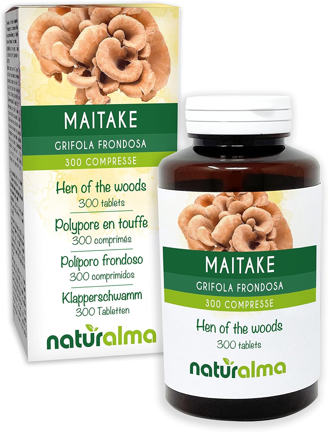 Maitake ou Polypore en touffe (Grifola frondosa ou Polyporus frondosus) champignon Naturalma - 150 g - 300 comprimés - Complément alimentaire - Naturel et Végétalien