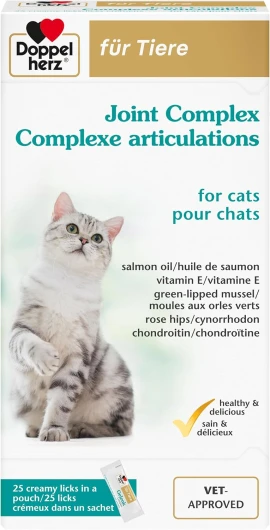 Complexe articulations pour Chats, Soutien du métabolisme des articulations en Cas d’ostéoarthrose, Acides Gras oméga-3, vitamines E et A, 25 Licks