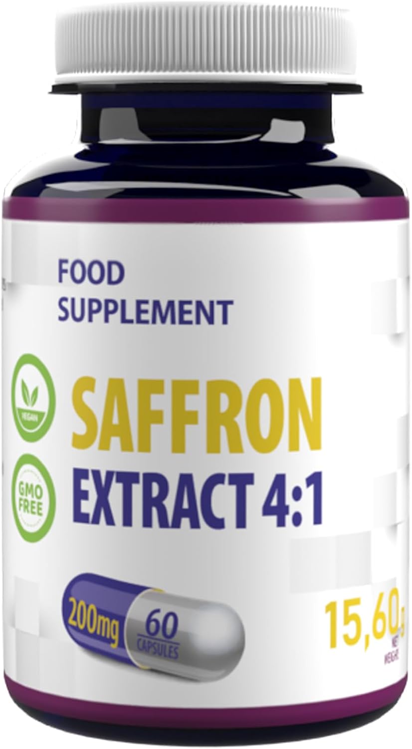 Safran Supplément 800mg équivalent (200mg d'extrait 4:1) 60 gélules végétaliennes, Saffron