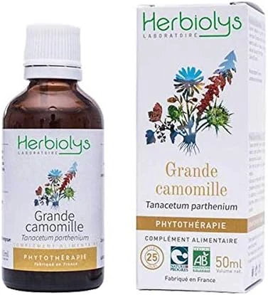 Herbiolys - Extrait De Plantes Fraîches Bio - Grande Camomille (Tanacetum parthenium) - Douleurs, Troubles menstruels & Digestion - Phytothérapie Bio - 50 ml Grande Camomille 50 ml (Lot de 1)