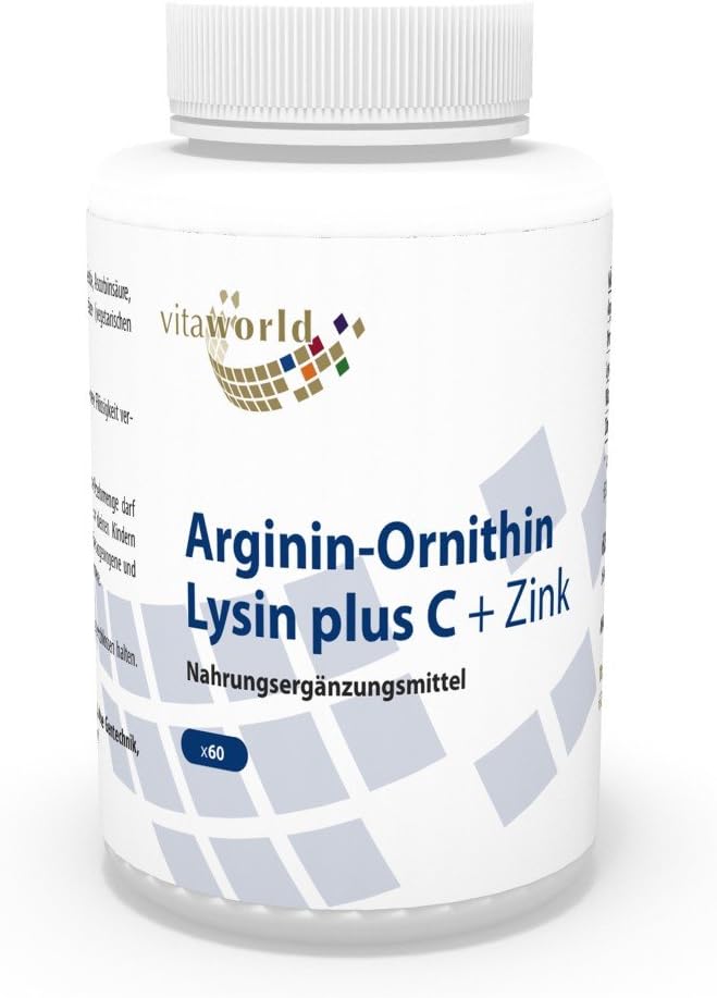 Vita World Arginine Ornithine Lysine + Zinc + Vitamine C 60 Capsules Made in Germany