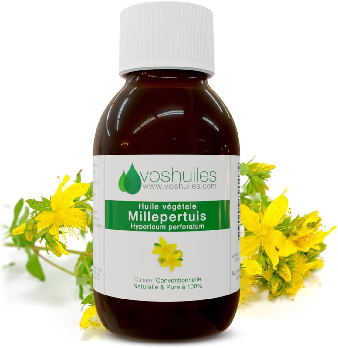 VOSHUILES - Huile Végétale de Millepertuis - 250ml - Fluide, Idéale pour Application Cutanée - Très riche en Oméga 9 - Odeur Légère - Macération des Fleurs dans l'Huile de Tournesol Millepertuis 250 ml (Lot de 1)