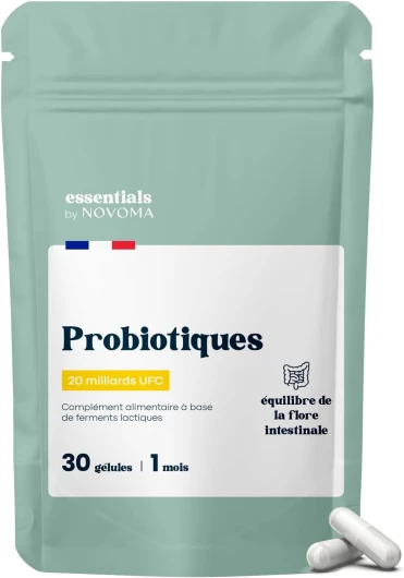 Probiotique Flore Intestinale, 20 Milliards UFC/Jour, Probiotiques Lactobacillus Gasseri + Rhamnosus + Bifidobacterium, Équilibre du Microbiote, 30 Gélules Vegan, Fabriqué en France