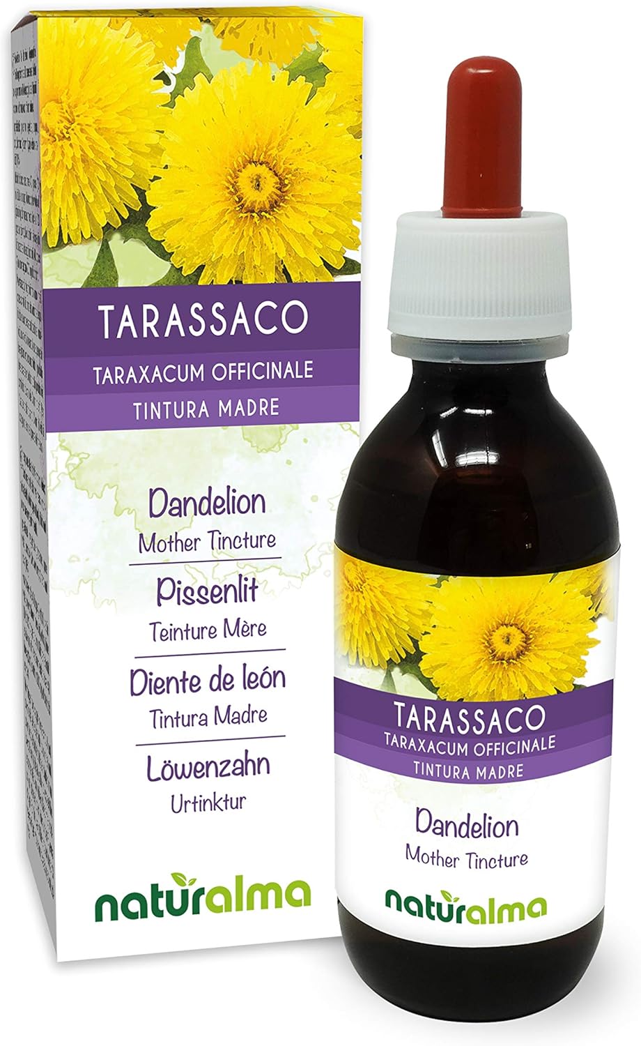 Pissenlit (Taraxacum officinale) racines et feuilles Teinture Mère sans alcool Naturalma - Extrait liquide gouttes 120 ml - Complément alimentaire - Végétalien ou végan Sans alcool 120 ml (Lot de 1)