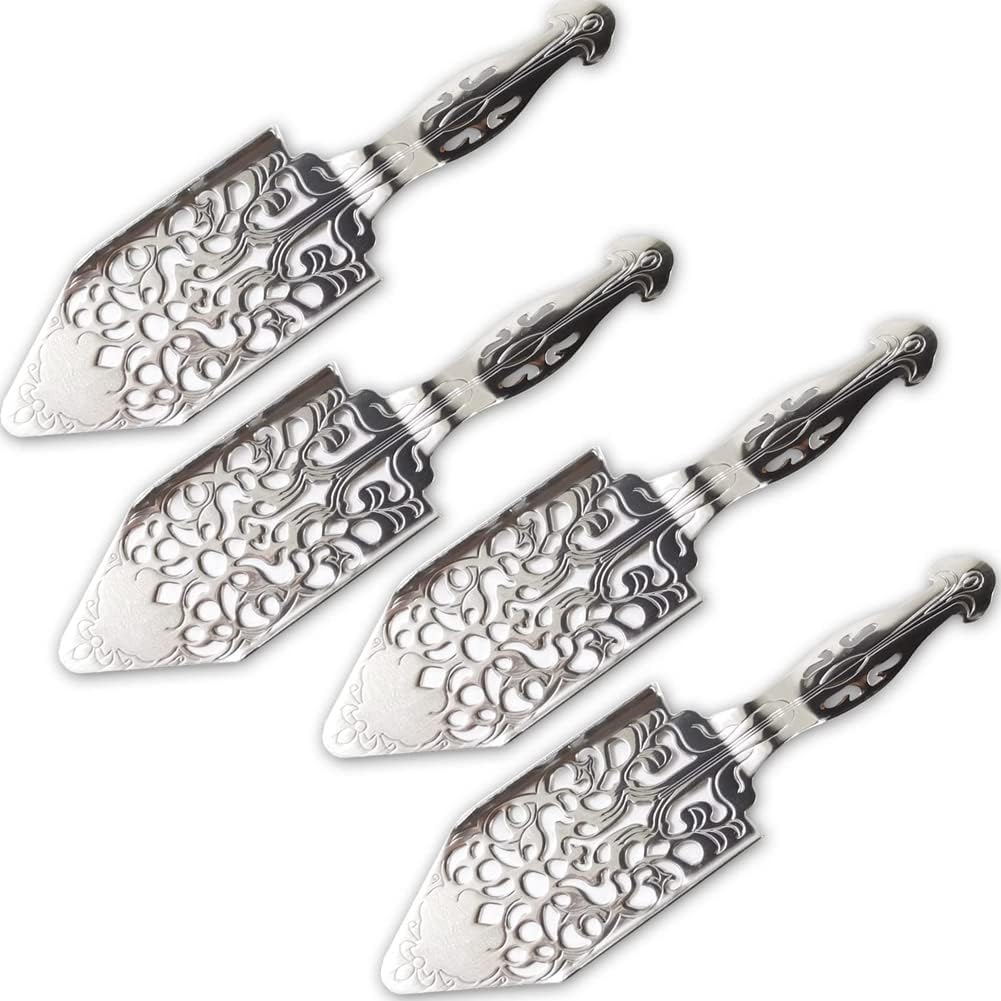 JXYFFS 4PCS CuillèRes à Absinthe en Acier Inoxydable Vintage Absinthe Cocktail Bar Coupe en Verre Filtre à Boire Creusé CuillèRe à Absinthe