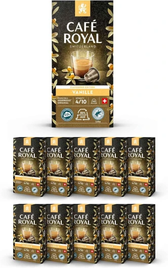 Café en Capsules Aluminium - Café Royal Pro - 10 x 10 soit 100 Dosettes - Compatibles avec les Machines à café Nespresso®* Alu à usage Domestique - SAVEUR VANILLE Vanille 10 unité (Lot de 10)