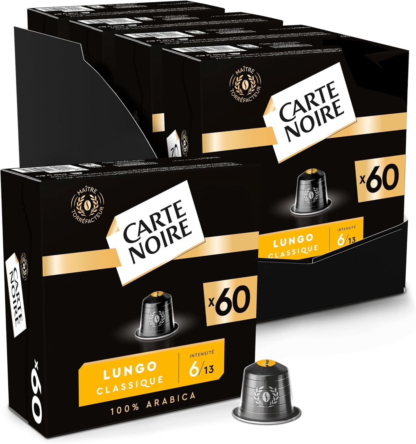 Capsules de Café Espresso Lungo N°6 Compatibles Nespresso® - Café Arabica - Lot de 4 x 60 Capsules Aluminium - Fabriqué en France 60 unité (Lot de 4)